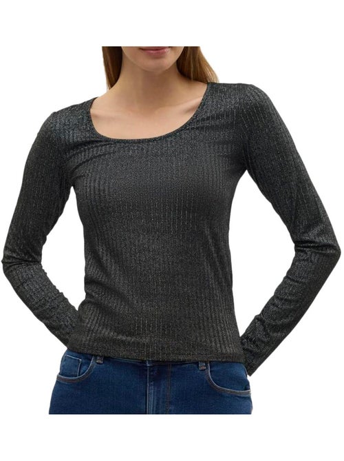 T-shirt Manga Comprida Cinzento Escuro para Mulher Vero Moda Cora - Kiabi T-shirt Manga Comprida Cinzento Escuro para Mulher Vero Moda Cora - Kiabi