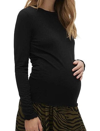 T-shirt de gravidez de manga comprida verde para mulher vero moda maternity