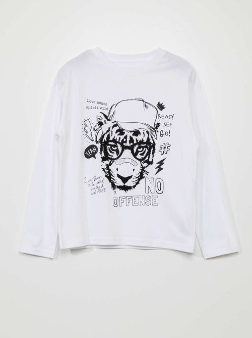 T-shirt manga comprida estampado 'Tigre' - Kiabi