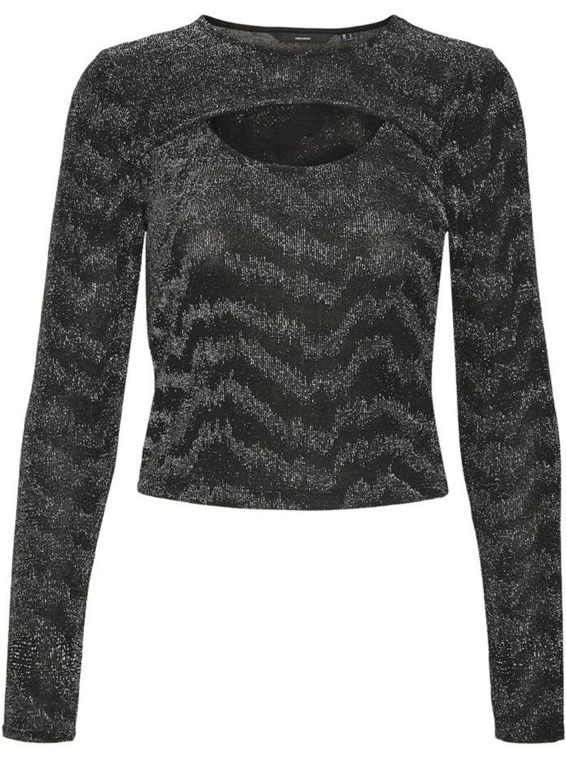 T-Shirt Manga Comprida Feminina Vero Moda Lucy Preta Cinza-prateado - Kiabi