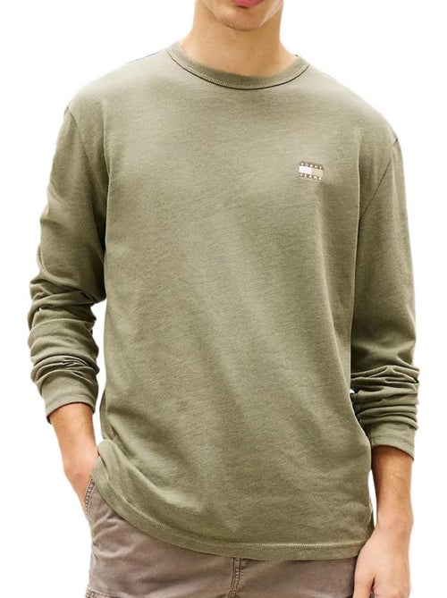 T-shirt manga comprida kaki tommy hilfiger para homem - Kiabi