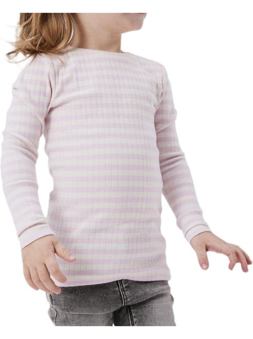 T-shirt manga comprida menina name it fsuraja rosa/branco - Kiabi