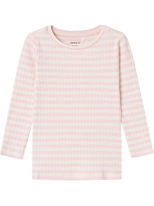 T-shirt manga comprida menina name it fsuraja rosa/branco - Kiabi