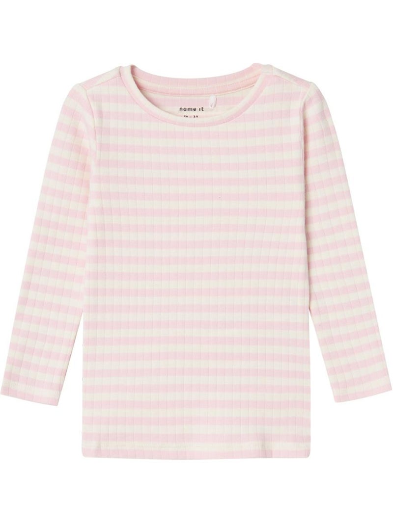 T-shirt manga comprida menina name it fsuraja rosa/branco Branco - Kiabi