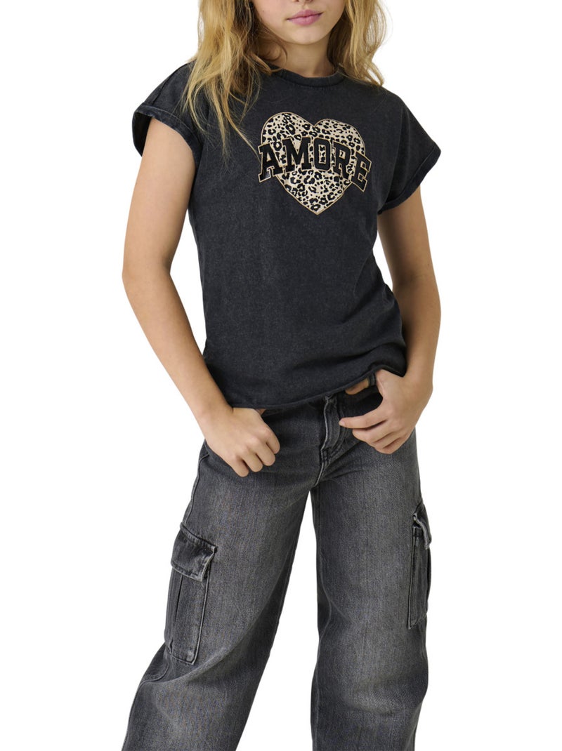 T-Shirt Manga Comprida Preta para Menina Kids ONLY Kognella Preto - Kiabi