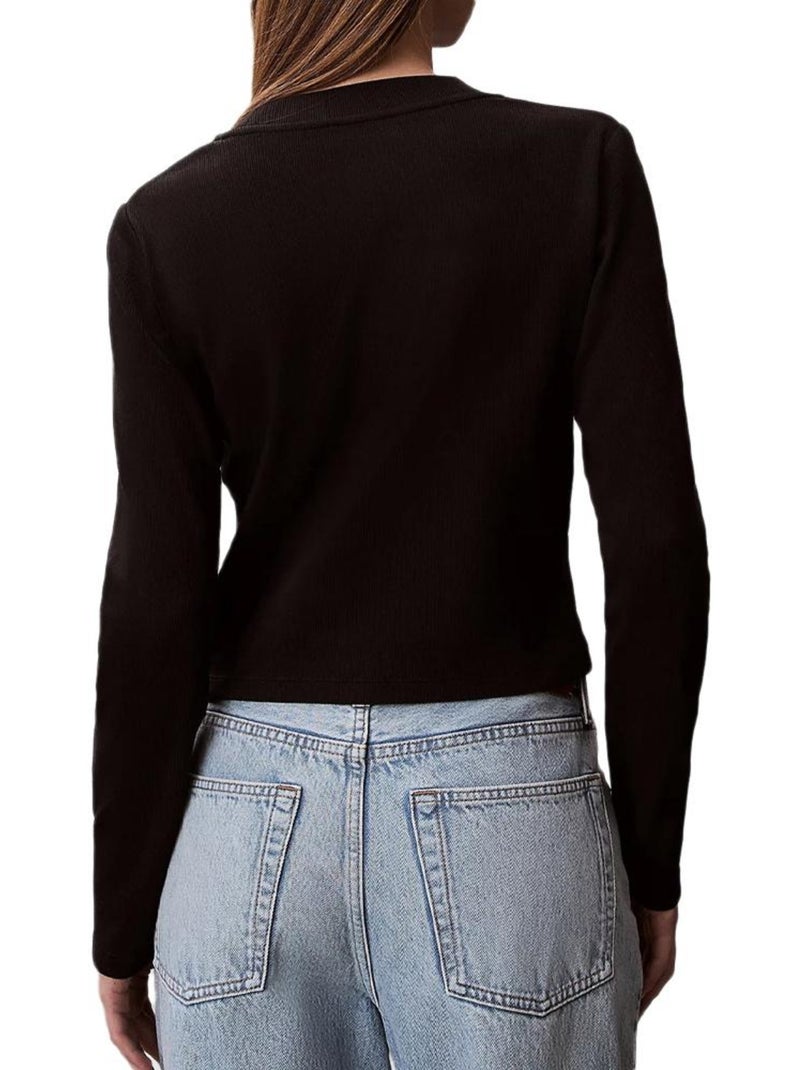 T-Shirt Manga Comprida Preta para Mulher Calvin Klein Jeans Baby Preto - Kiabi