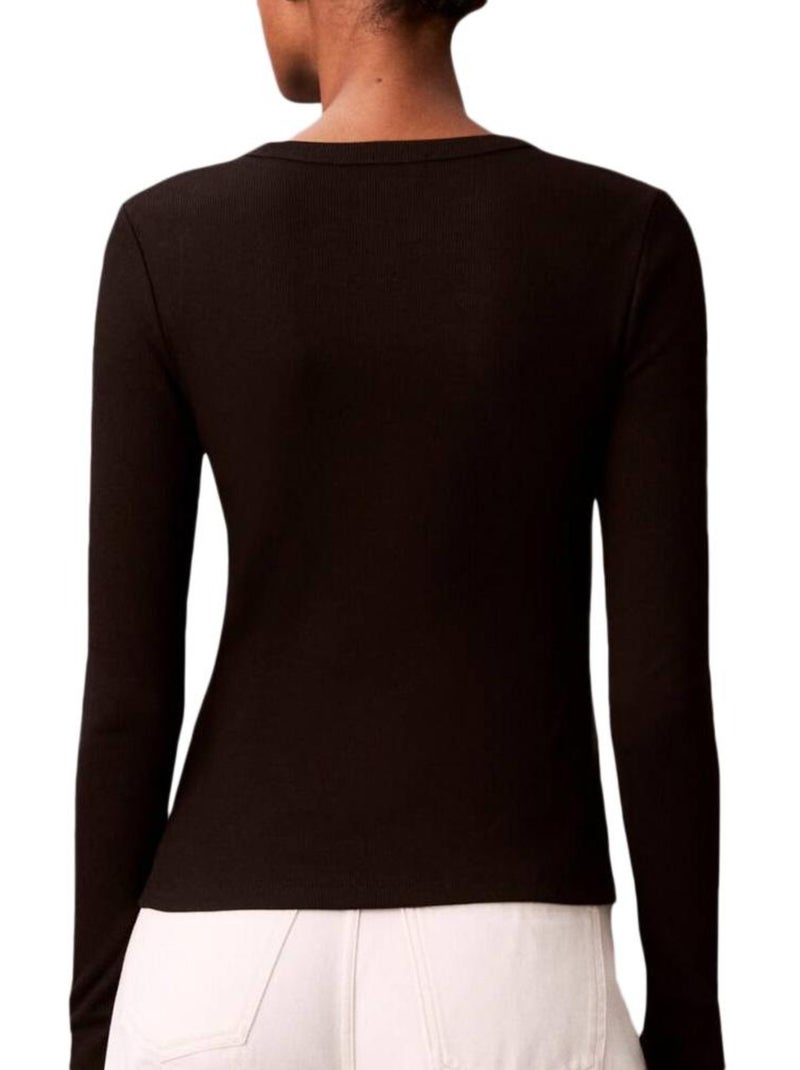 T-Shirt Manga Comprida Preta para Mulher Calvin Klein Jeans com Etiqueta Preto - Kiabi