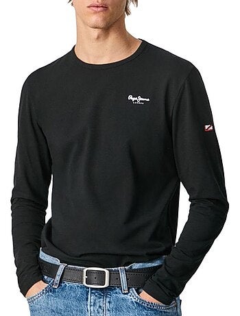 T-Shirt Manga Comprida Preto para Homem Pepe Jeans Original Basic 2