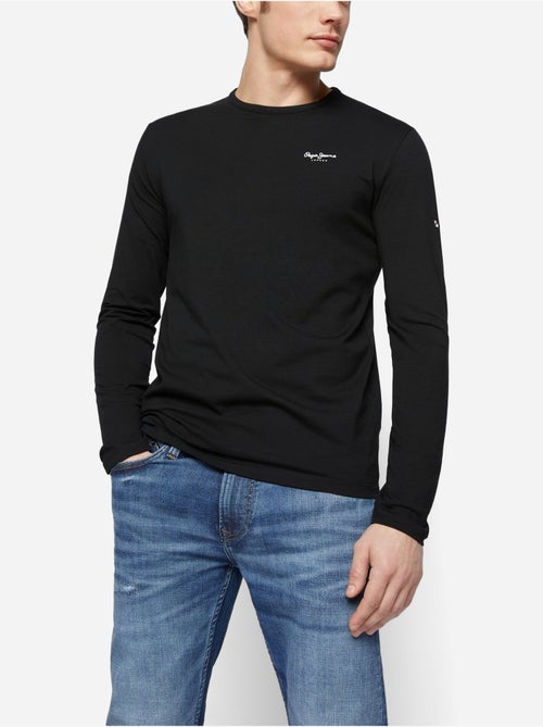 T-shirt manga comprida preto para homem pepe jeans original basic 2 - Kiabi T-shirt manga comprida preto para homem pepe jeans original basic 2 - Kiabi