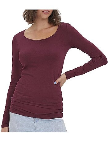 T-shirt castanha de manga comprida vero moda maxi my para mulher