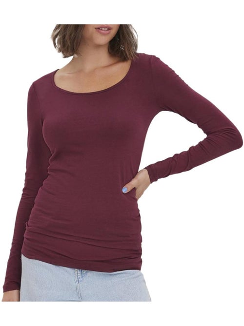 T-shirt Manga Comprida Prune Vero Moda para Mulher - Kiabi T-shirt Manga Comprida Prune Vero Moda para Mulher - Kiabi