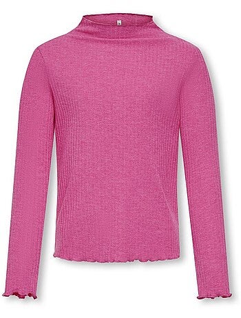 T-Shirt Manga Comprida Rosa para Menina Kids ONLY Kognella