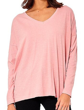 T-shirt Manga Comprida Rosa para Mulher Kaporal 23
