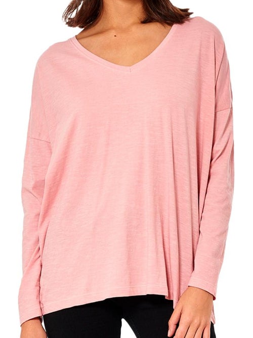 T-shirt Manga Comprida Rosa para Mulher Kaporal 23 - Kiabi T-shirt Manga Comprida Rosa para Mulher Kaporal 23 - Kiabi