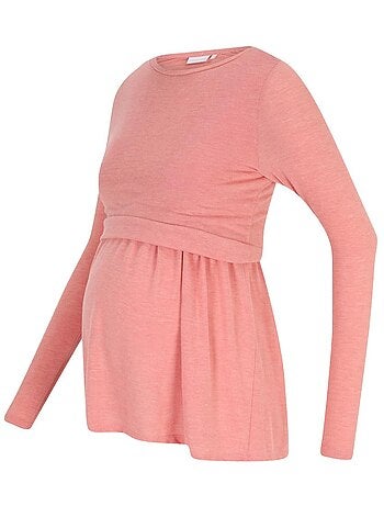 T-shirt Manga Comprida Rosa para Mulher Mamalicious Lanabella