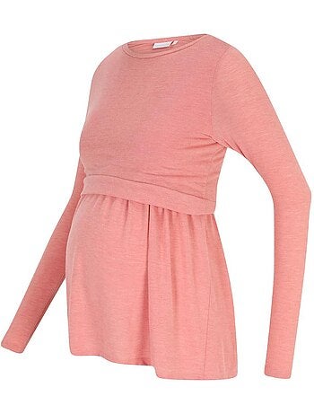 T-shirt Manga Comprida Rosa para Mulher Mamalicious Lanabella