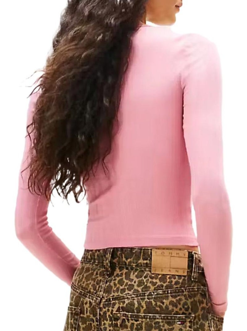 T-Shirt Manga Comprida Rosa para Mulher Tommy Hilfiger DW0DW21575 Rosa - Kiabi