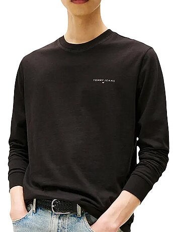 T-Shirt Manga Comprida Branca de Homem Tommy Hilfiger com Logótipo no Peito