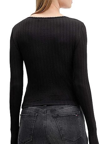 T-shirt manga comprida rosa para mulher tommy hilfiger dw0dw21575
