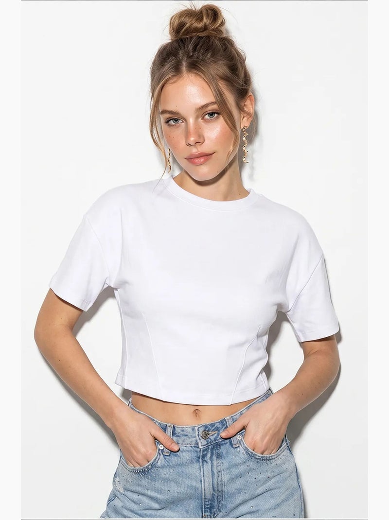 T-shirt manga curta algodão elastano lucci Branco - Kiabi