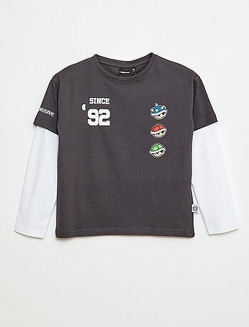 T-shirt manga dupla 'Fashion UK' 'Mario' em algodão