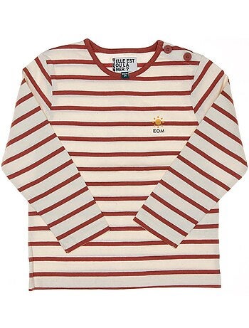 T-shirt Marinière Rosa/Bege para Criança EOM Loris