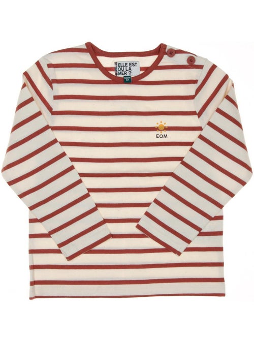 T-shirt Marinière Rosa/Bege para Criança EOM Loris - Kiabi