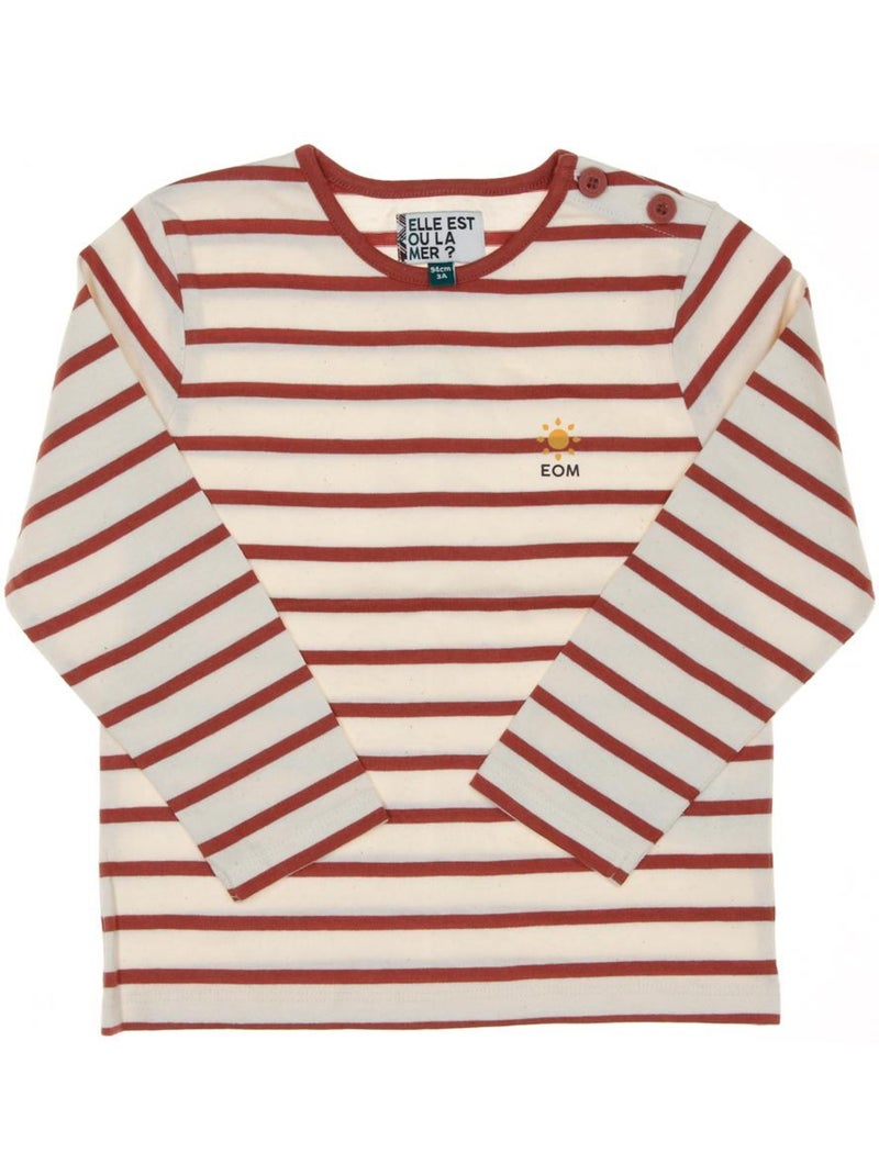 T-shirt Marinière Rosa/Bege para Criança EOM Loris Rosa - Kiabi