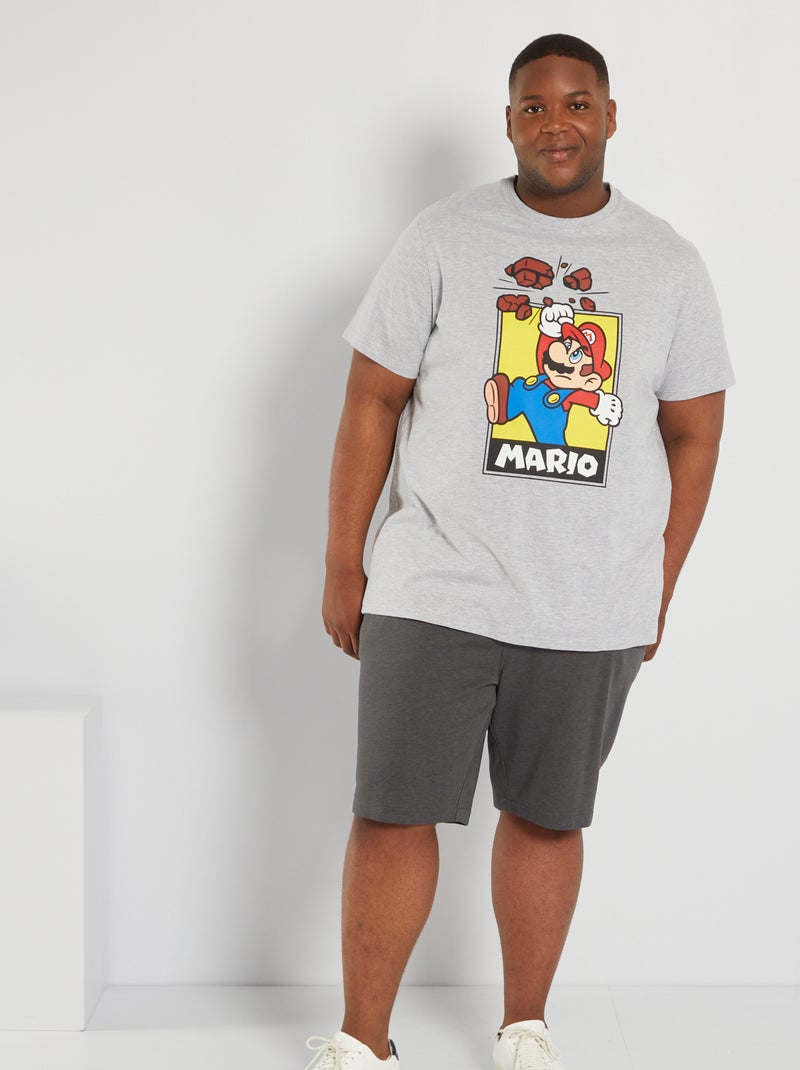 T-shirt 'Mário' Cinza Mesclado - Kiabi