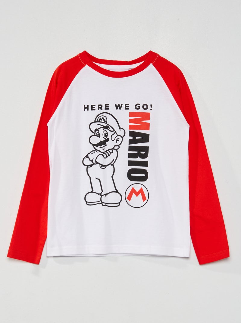 T-shirt 'Mário' de manga comprida BRANCO - Kiabi
