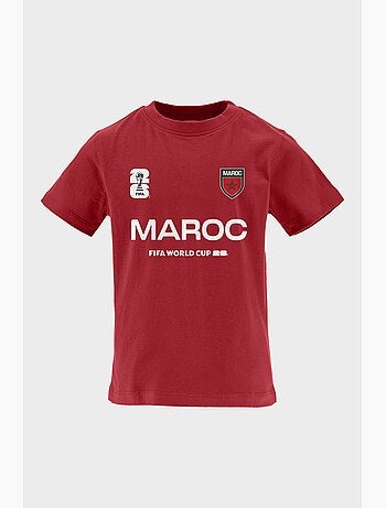 T-shirt maroc criança vermelho | licença oficial fifa world cup 2026
