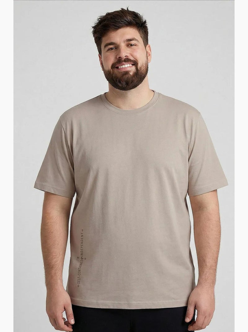 T-shirt masculina de algodão e elastano tommy Bege-argila - Kiabi