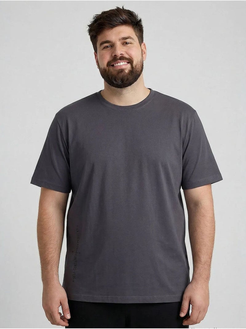 T-shirt masculina de algodão e elastano tommy Cinza-preto - Kiabi