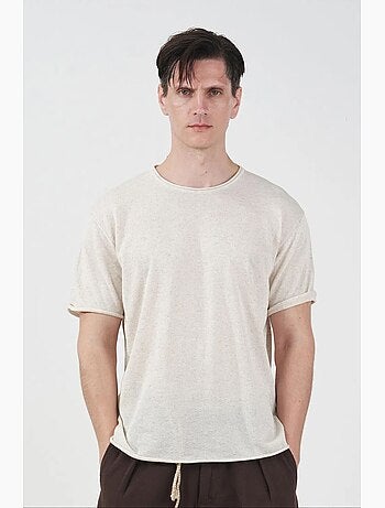 T-shirt masculina de algodão e linho giesto