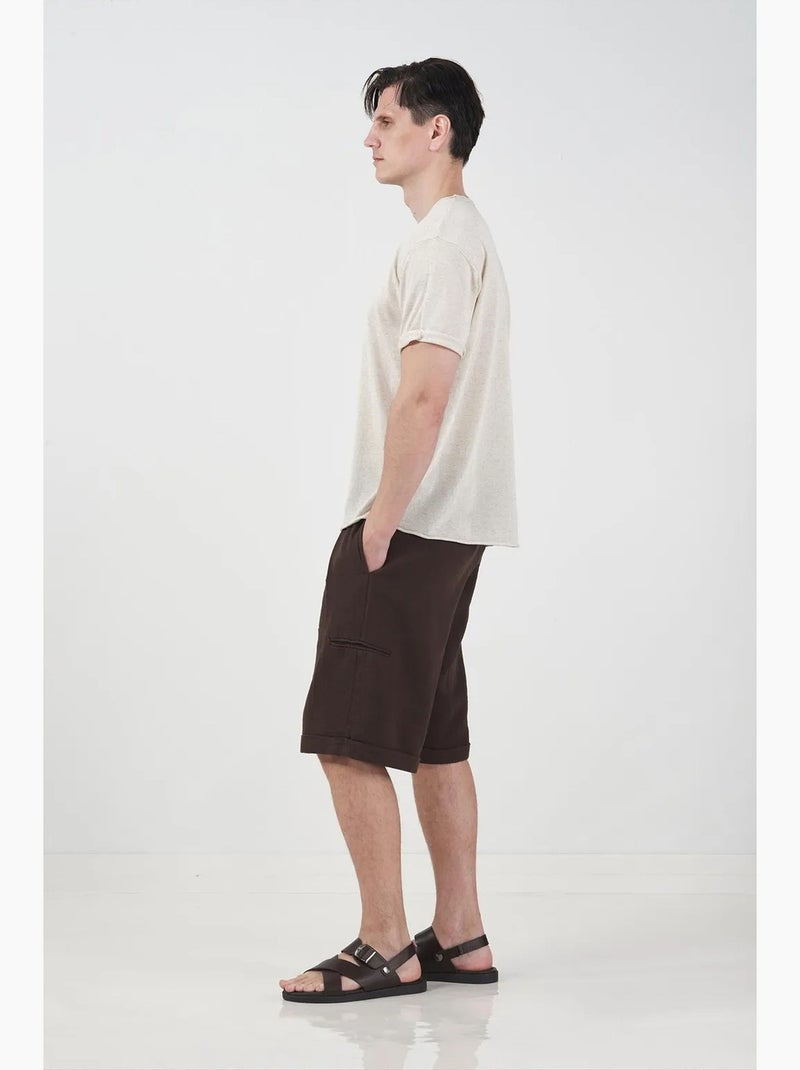 T-shirt masculina de algodão e linho giesto Bege natural - Kiabi