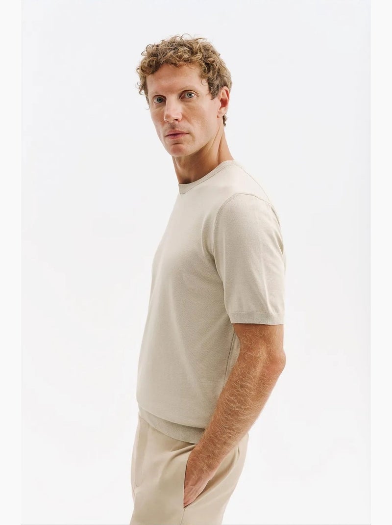 T-shirt masculina de algodão giesto Areia - Kiabi