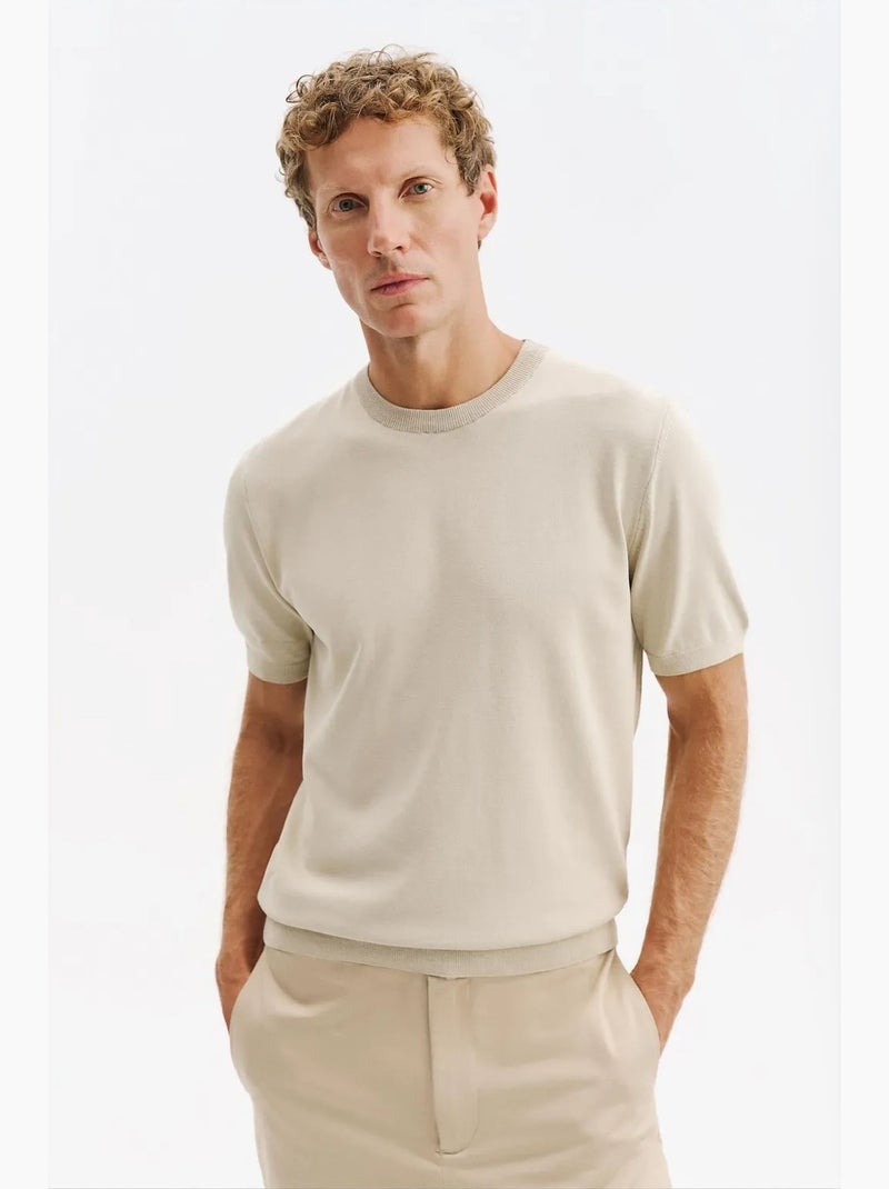T-shirt masculina de algodão giesto Areia - Kiabi