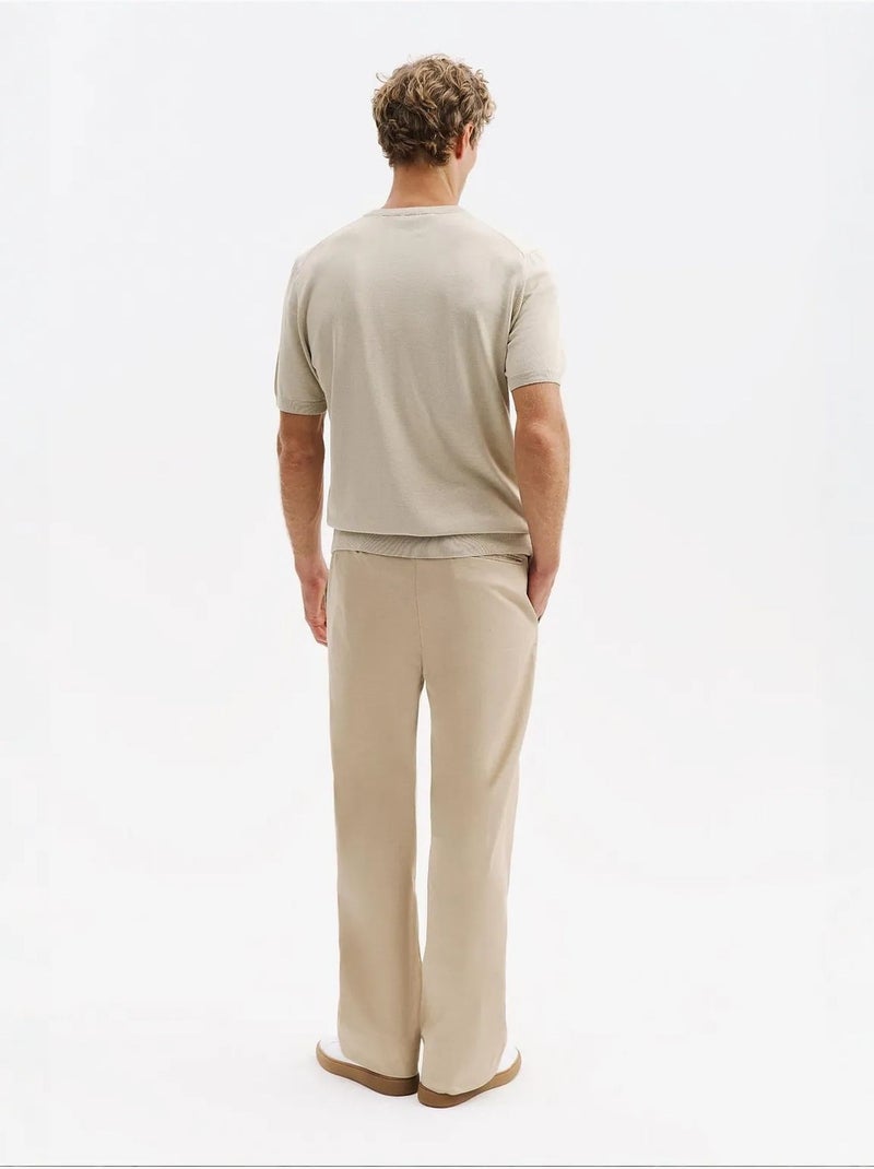 T-shirt masculina de algodão giesto Areia - Kiabi