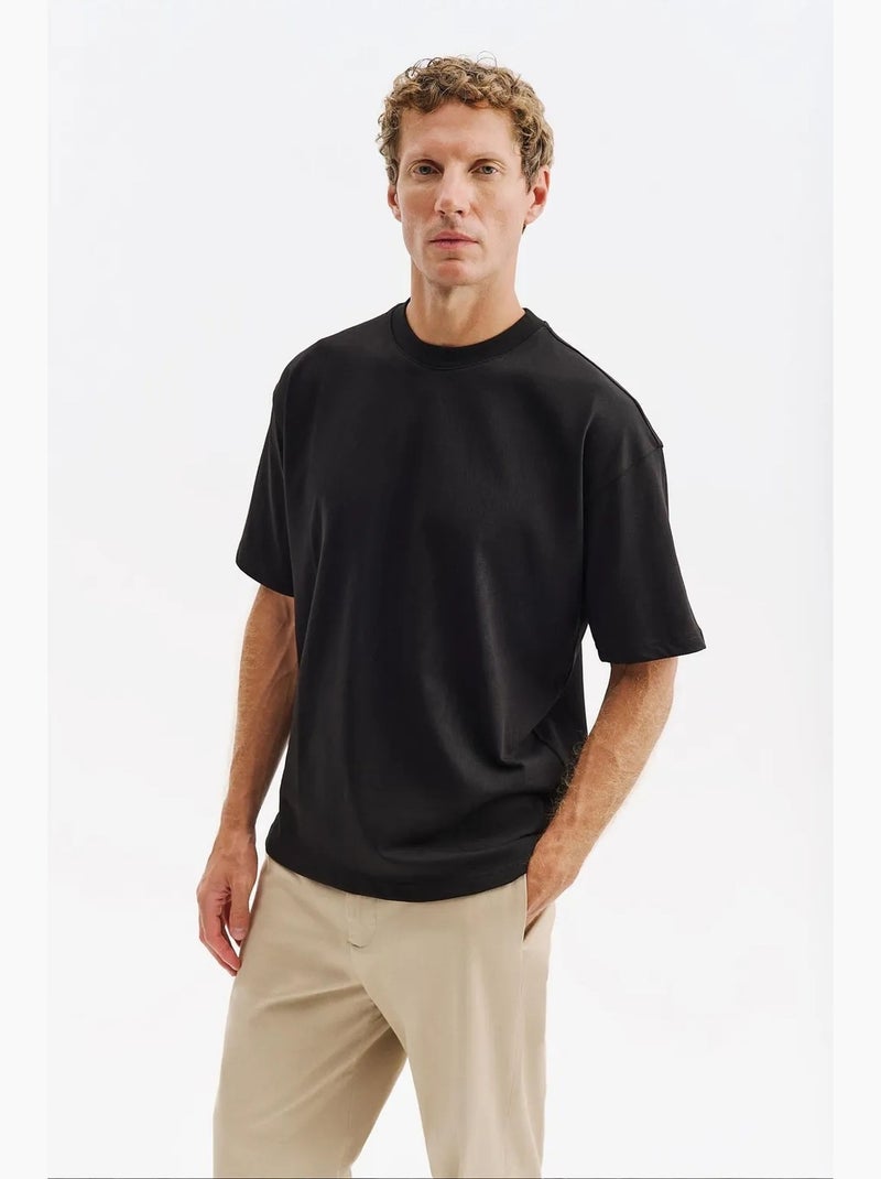 T-shirt masculina de algodão giesto Preto - Kiabi