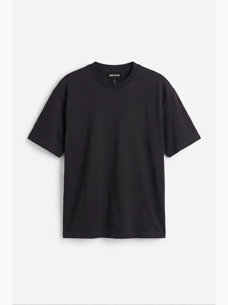 T-shirt masculina de algodão giesto Preto - Kiabi