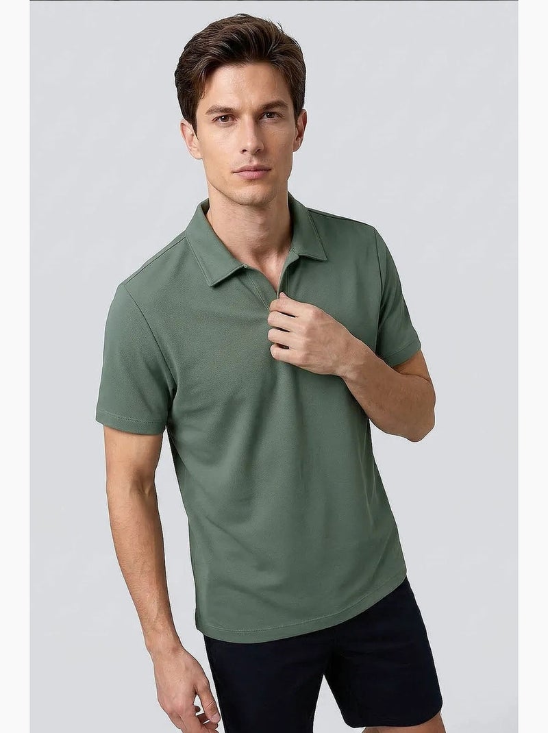 T-shirt masculina em mistura de viscose tommy Verde cáqui - Kiabi