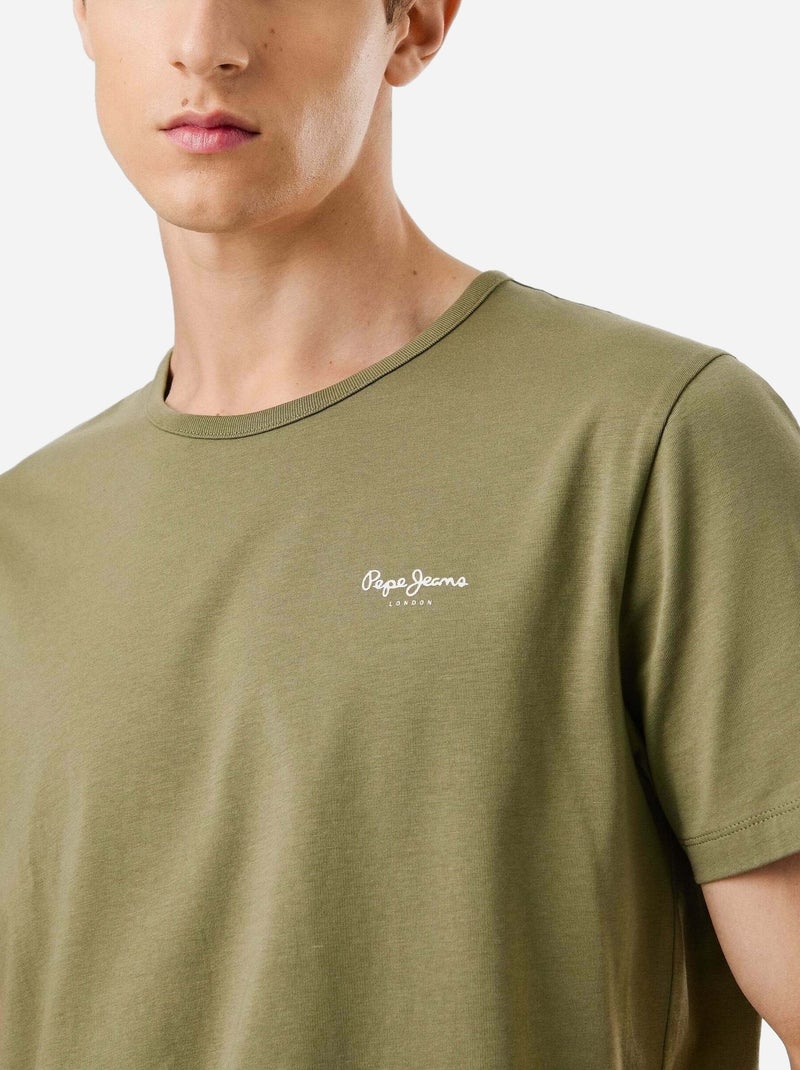 T-shirt Masculina Kaki Escuro Pepe Jeans Original Basic Verde - Kiabi
