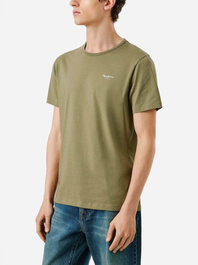 T-shirt Masculina Kaki Escuro Pepe Jeans Original Basic Verde - Kiabi