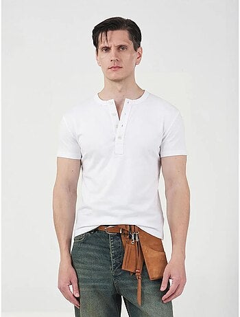 T-shirt masculina slim fit de algodão com gola redonda giesto