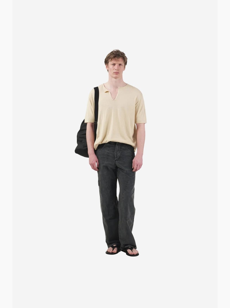 T-shirt masculino gola redonda giesto Bege-argila - Kiabi