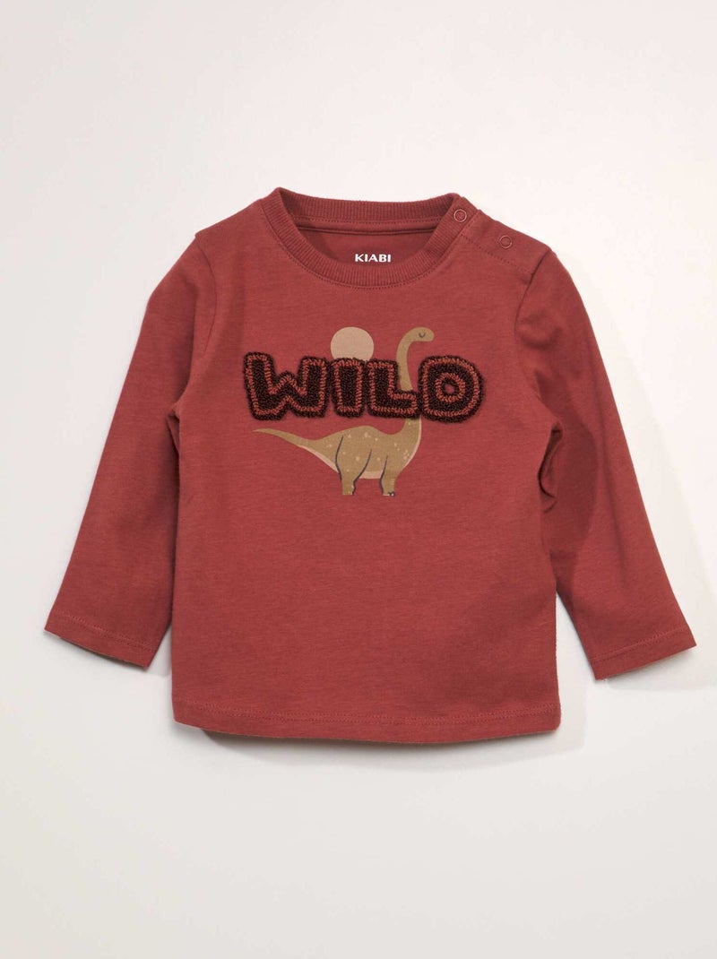 T-shirt matizada com estampado em malha trama VERMELHO - Kiabi