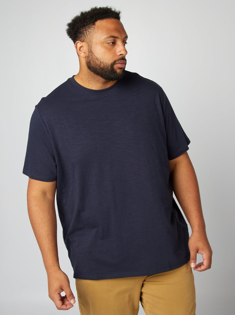 T-shirt matizada lisa AZUL - Kiabi