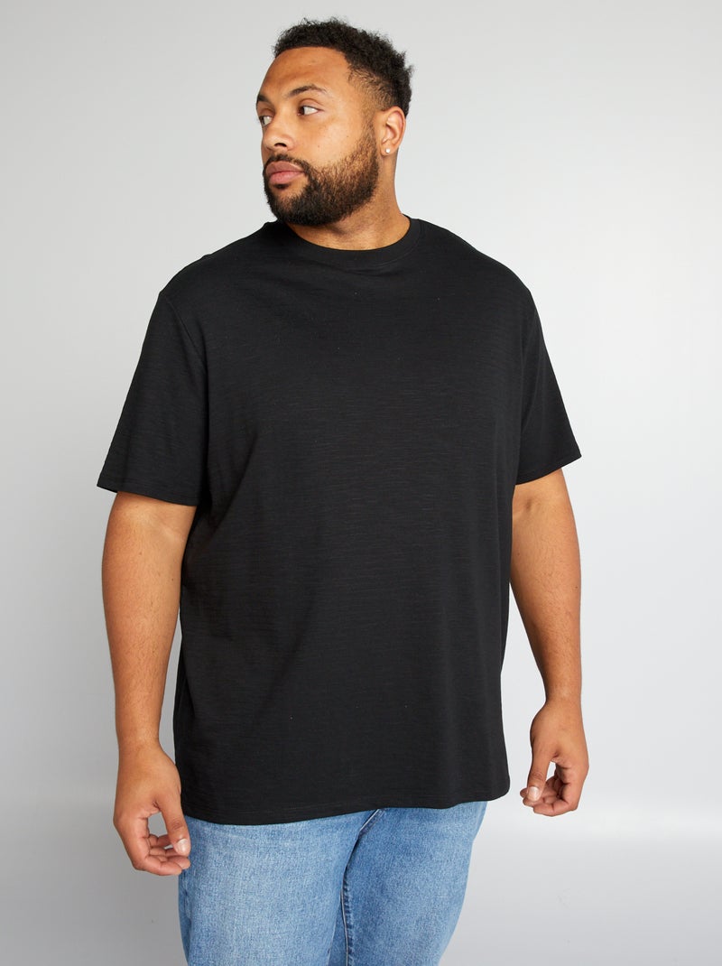 T-shirt matizada lisa Preto - Kiabi