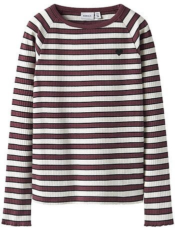 T-Shirt Menina Bordô/Branco Name it Tala