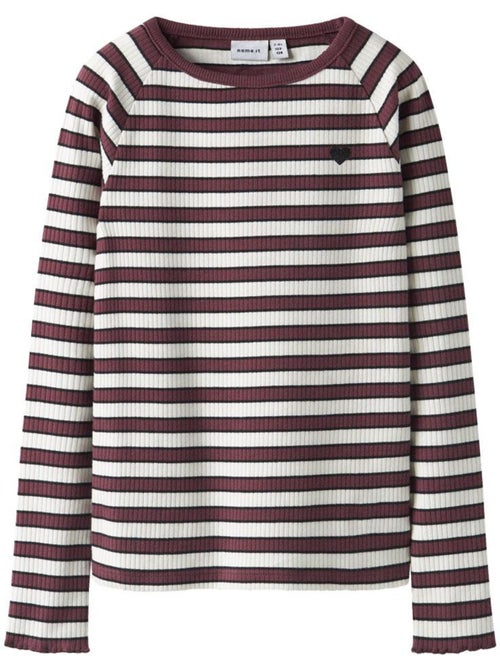 T-Shirt Menina Bordô/Branco Name it Tala - Kiabi T-Shirt Menina Bordô/Branco Name it Tala - Kiabi